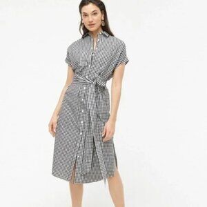 J. Crew Relaxed-Fit Short-Sleeve Cotton Poplin Shirtdress in Gingham